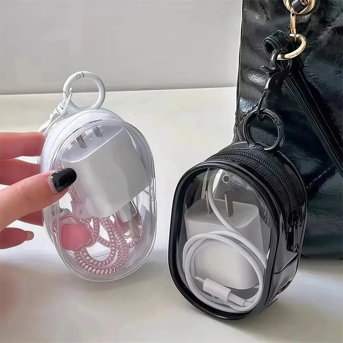 Mini portable transparent zippered storage bag