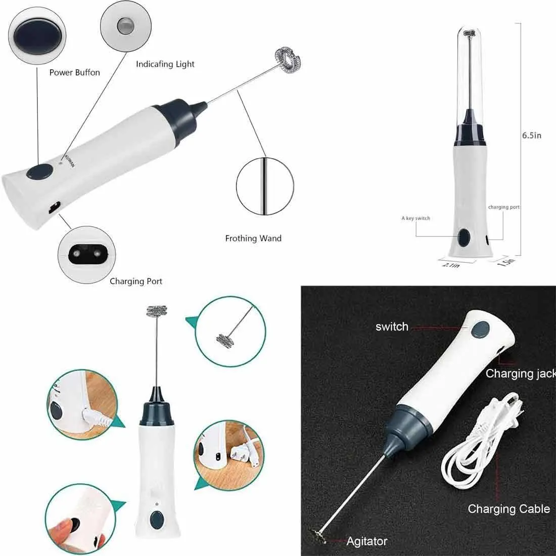Rechargeable Hand Coffie Mixer